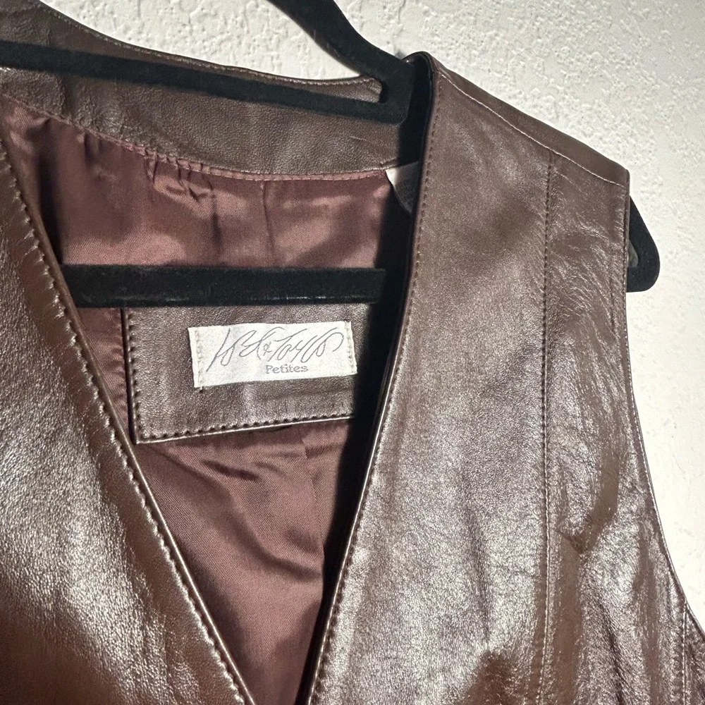 Petites Dark Chocolate Brown Snap Button Vest Up Size 8 - Picture 2 of 4